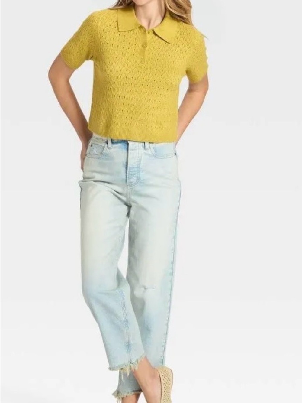 New - Size M - Short Sleeve Collared Neck Pullover Sweater - Universal Thread